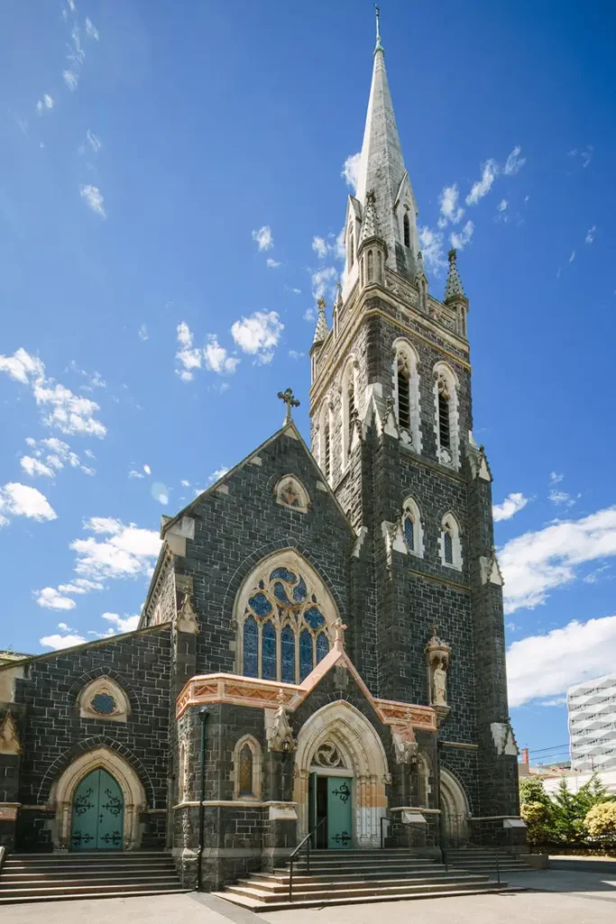 Tasmania Restoration heritage project showcasing restored Gothic church with original stonework and stained glass