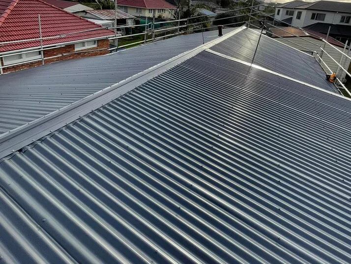 Newly installed corrugated roofing on a suburban Australian home