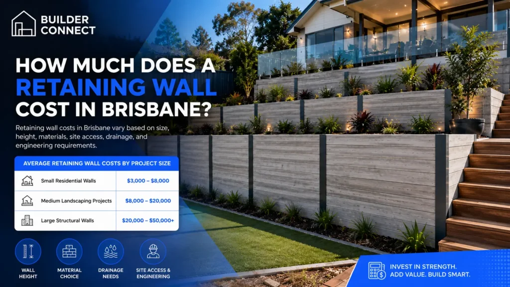 Residential retaining-wall installation cost example on a Brisbane sloped backyard
