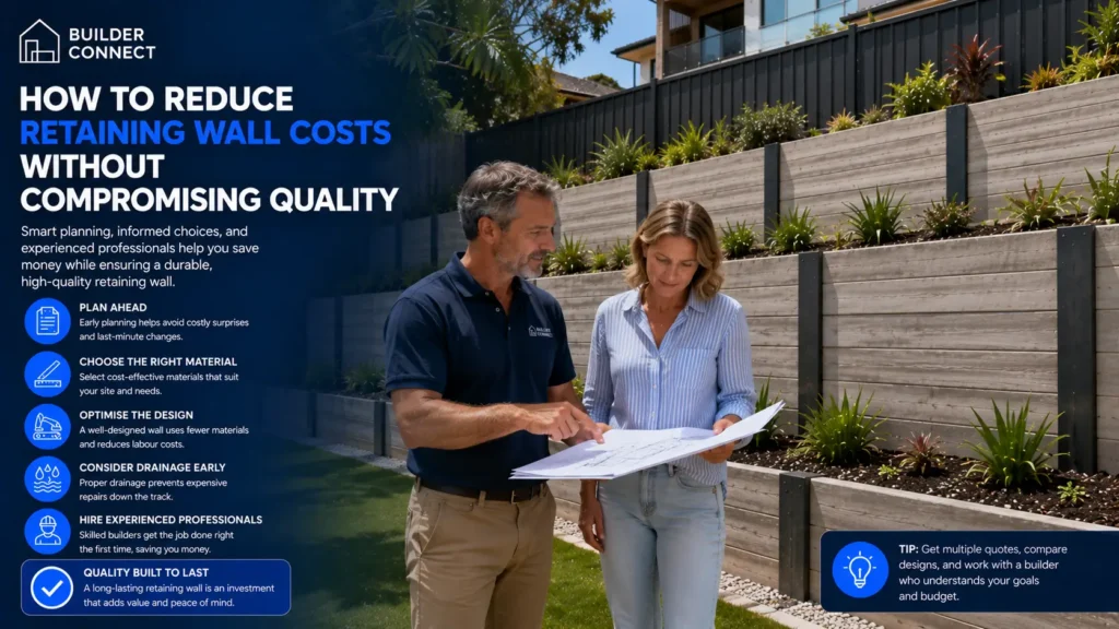 Homeowner planning a cost-effective retaining-wall project with a Brisbane contractor